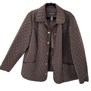 Lane Bryant Quilted Coat Jacket Size 18/20 Brown Snap Long Sleeve Pocket Plus